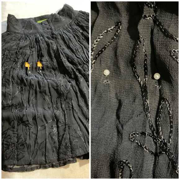 90’s ESPRIT Goth High Waist Embroidered Lace Pleated Button Down Mini Skirt - Picture 7 of 9